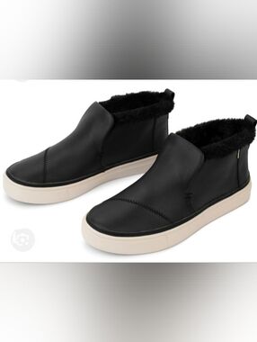 Toms Womens Black Leather Paxton Booties 9.5